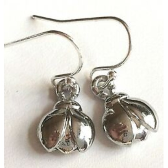 Silver Ladybug Earrings Hypoallergenic Dainty - Picture 2 of 8
